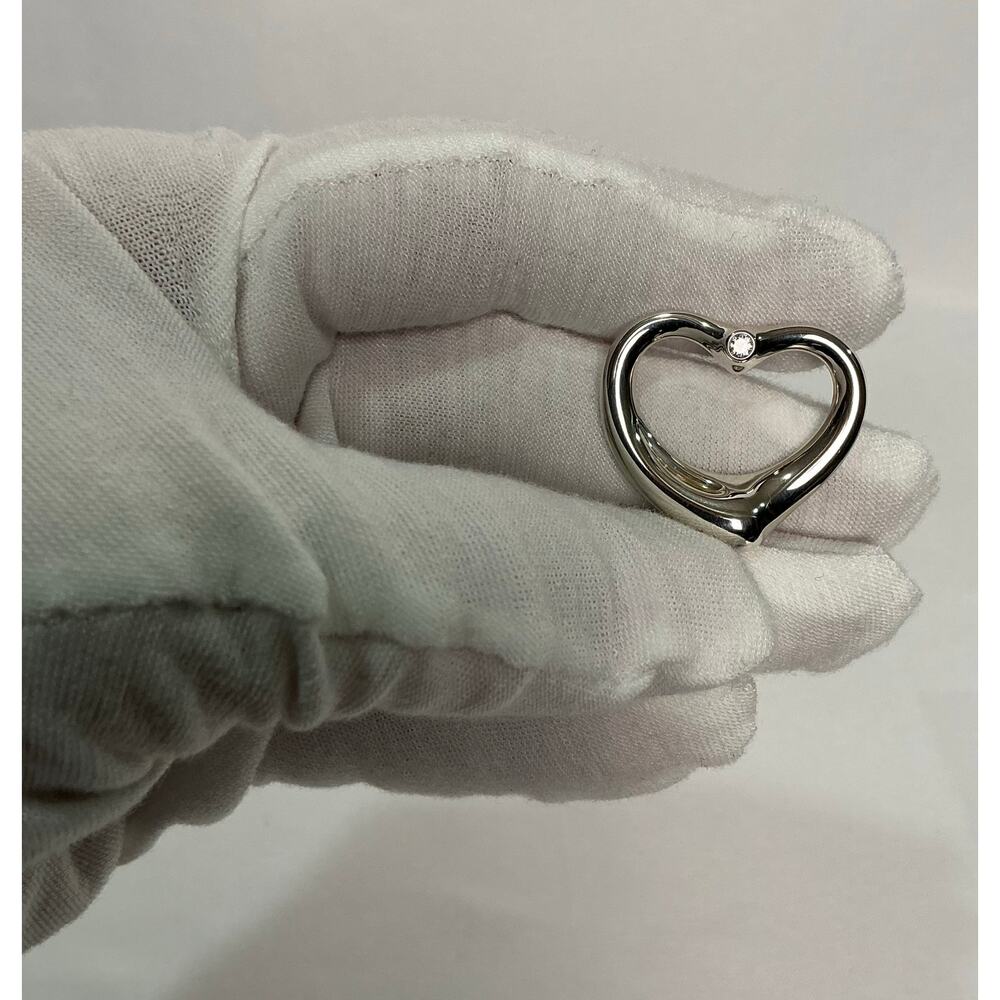 Tiffany & Co diamond open heart pendant 925 silver Elsa Peretti - Picture 2 of 9